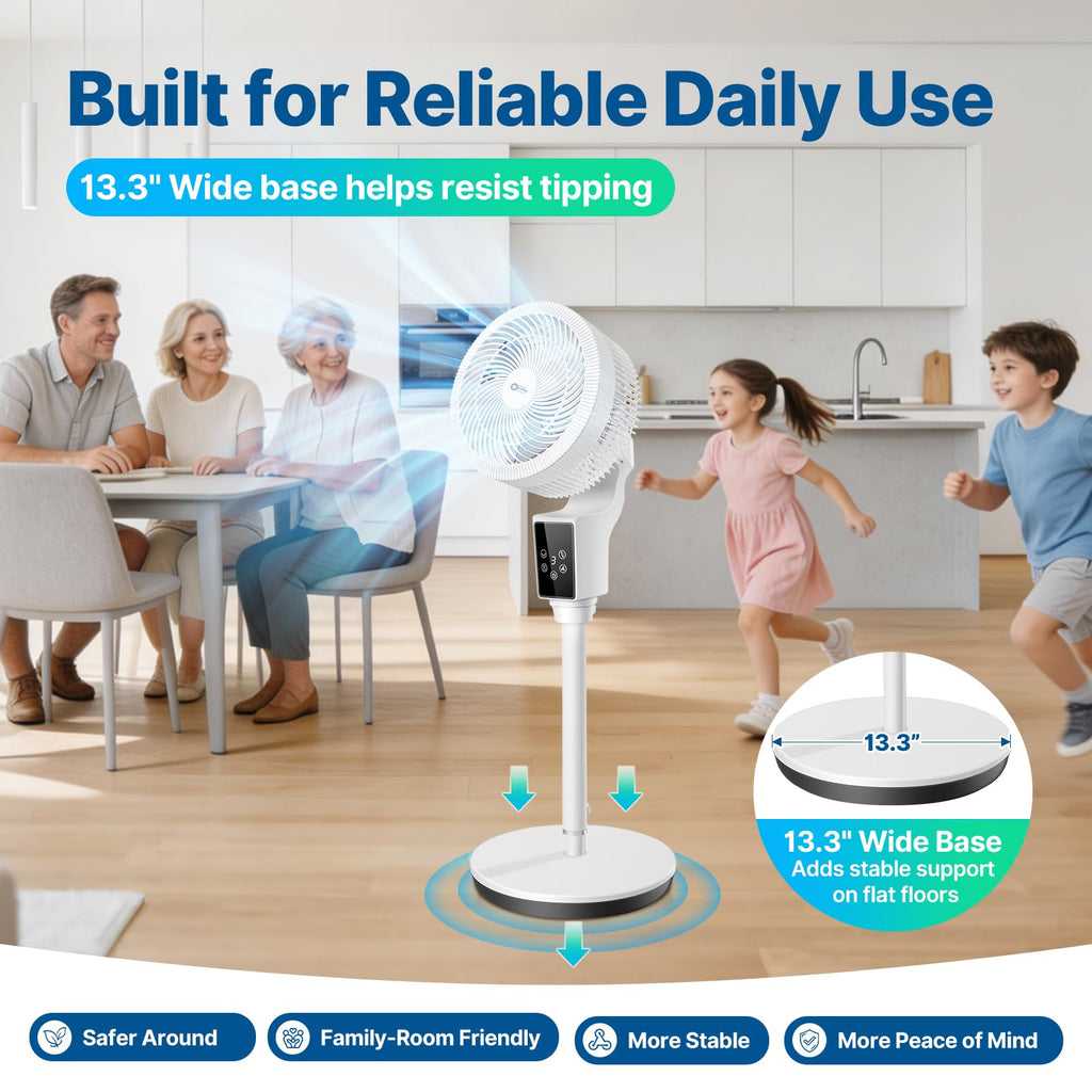 Oscillating Fan, 360° Air Circulator Pedestal Fan, 43.3” Adjustable Height J2469