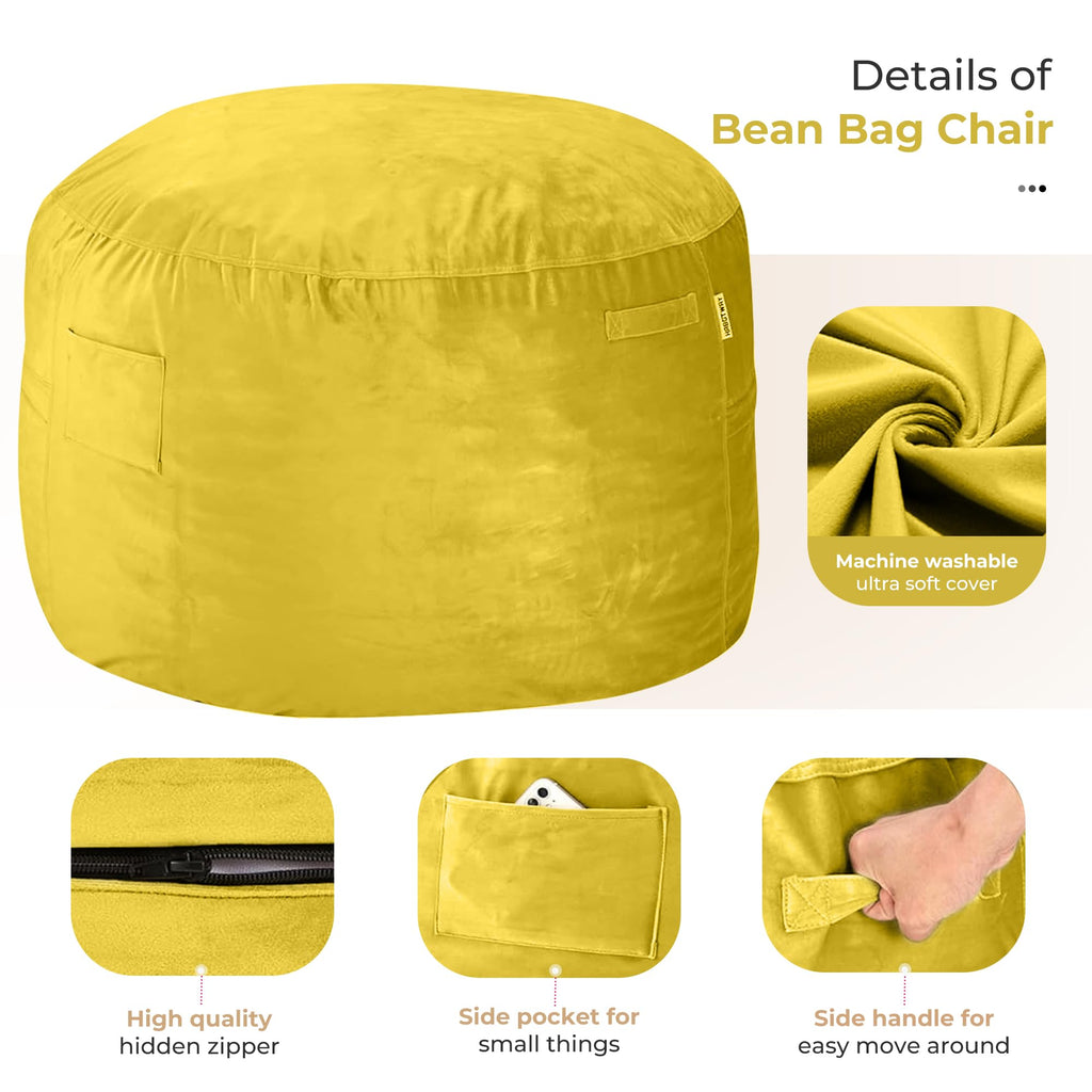 Giant 4' Memory Foam Bean Bag Chair with Microfiber Cover J64564