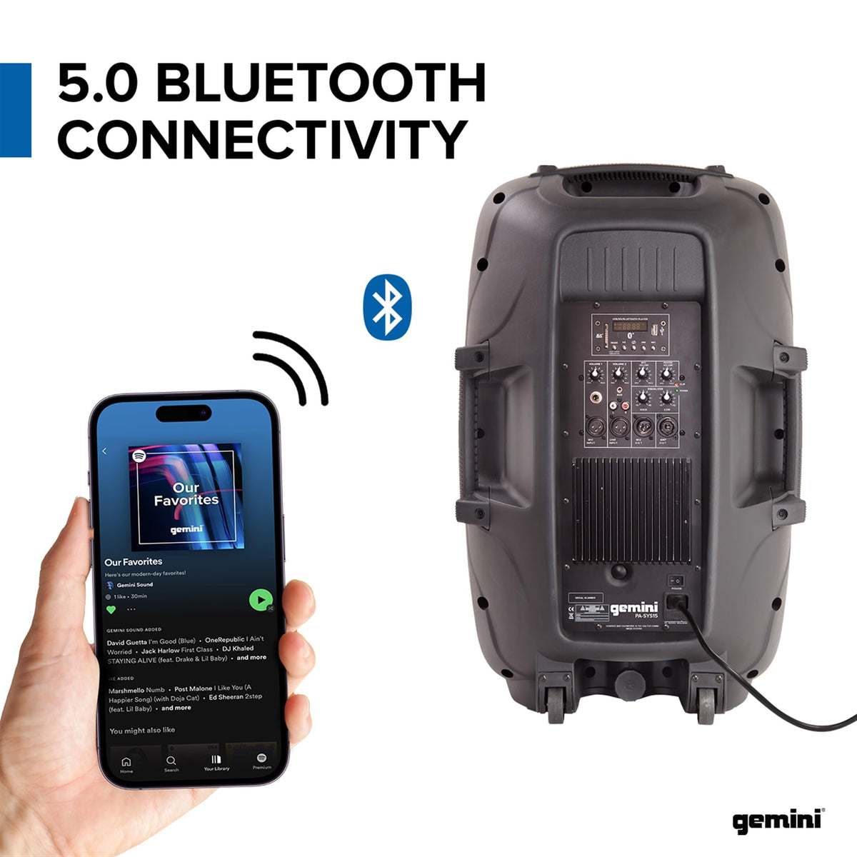 Portable Bluetooth PA Speaker System, 2000W, Black J68700