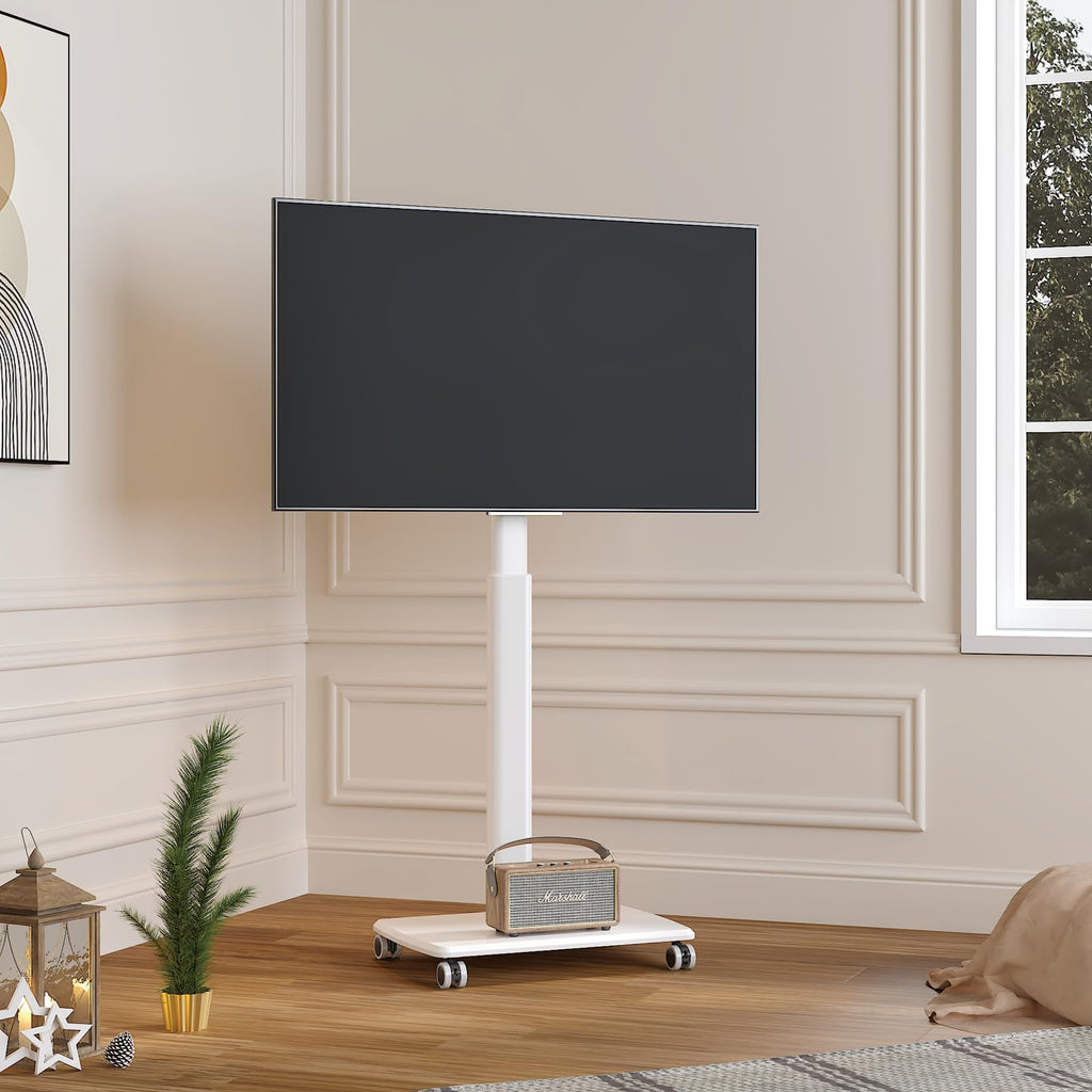 White Rolling TV Stand F6858