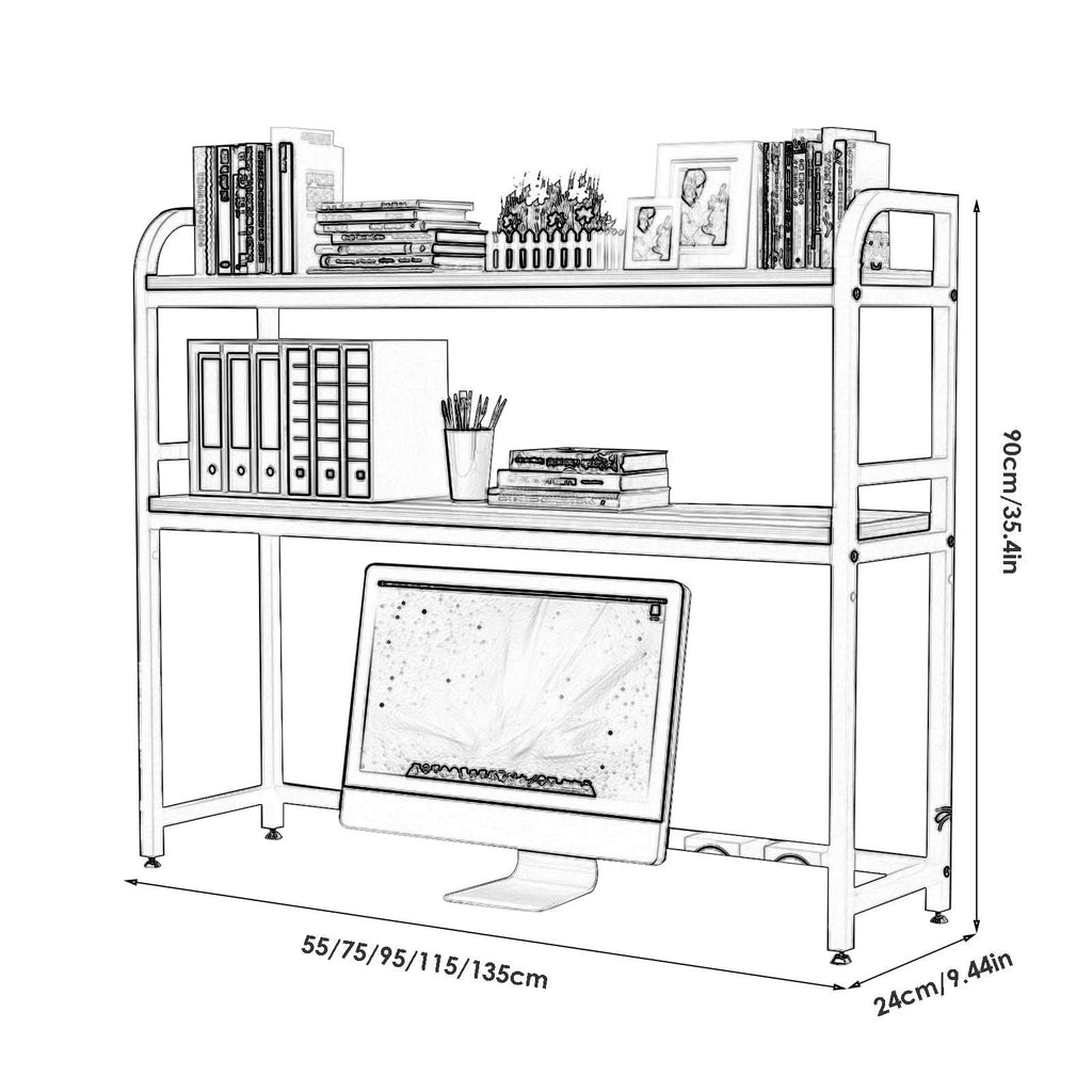 2-Tier White Desktop Bookshelf H790