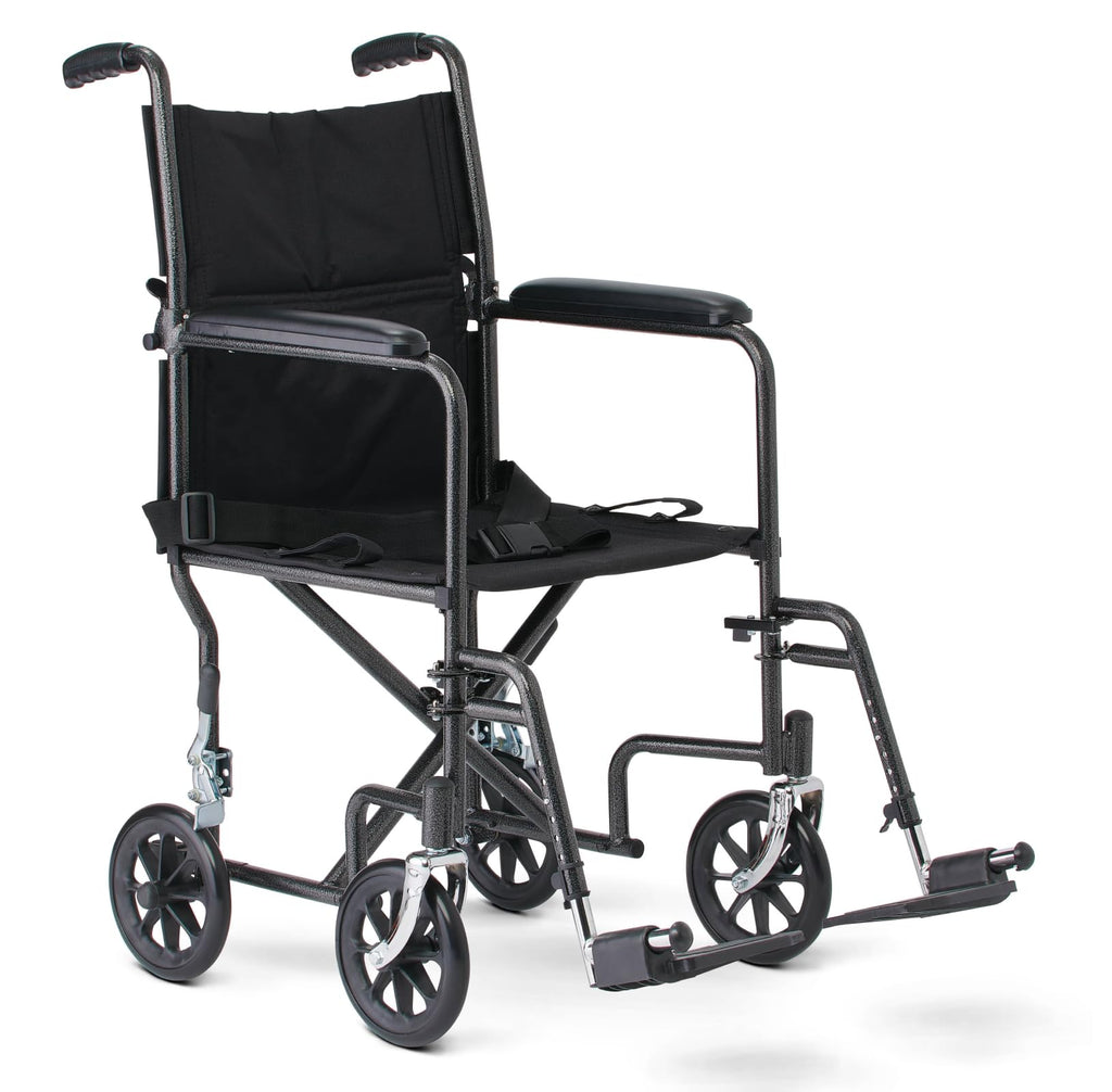 Folding Steel Transport Wheelchair with Swing-Away Footrests A157590
