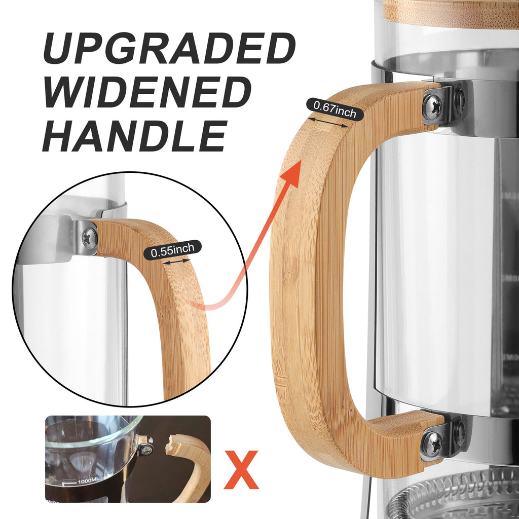 34 oz French Press Coffee Maker with Bamboo Lid C91932