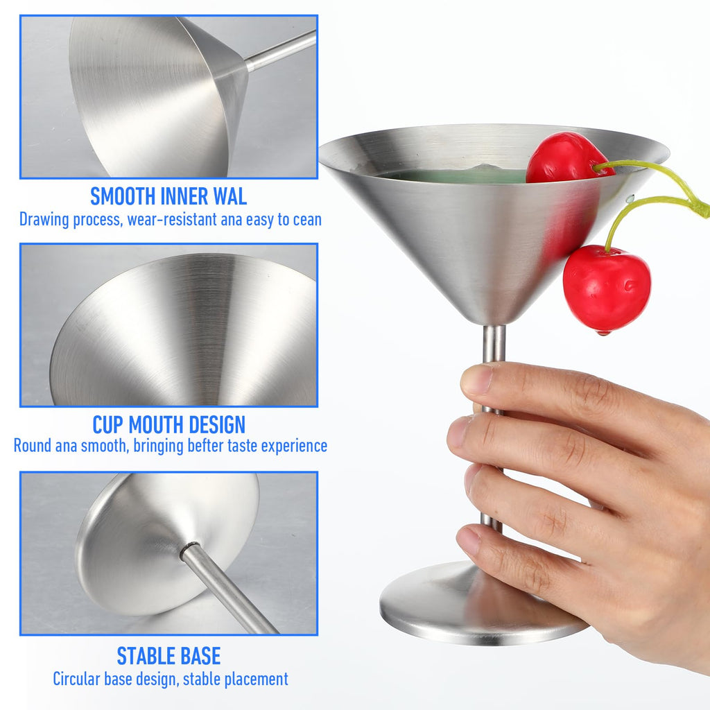 4-Pack Stainless Steel Martini Glasses 8.5oz T674
