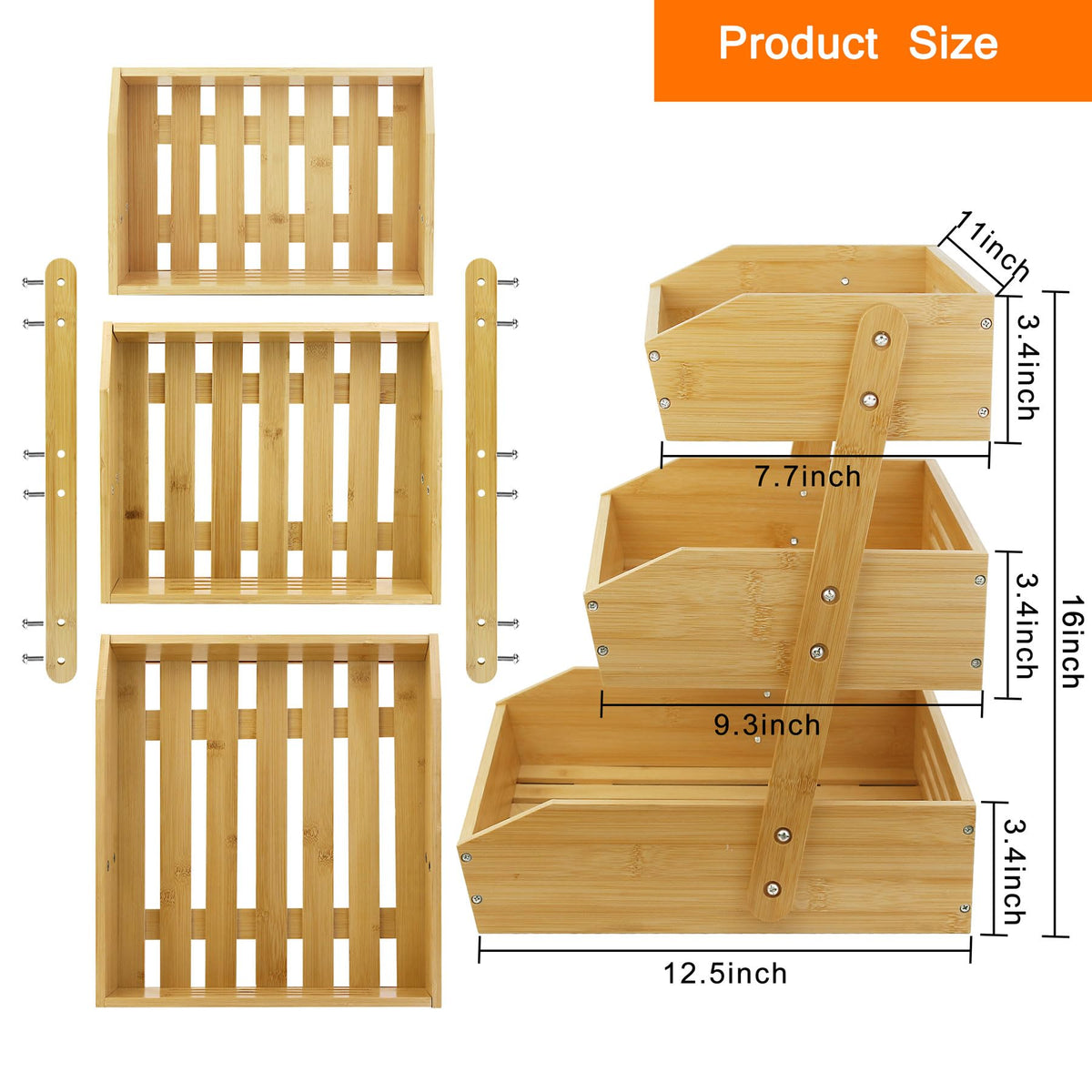 3 Tier Bamboo Fruit Basket V458574