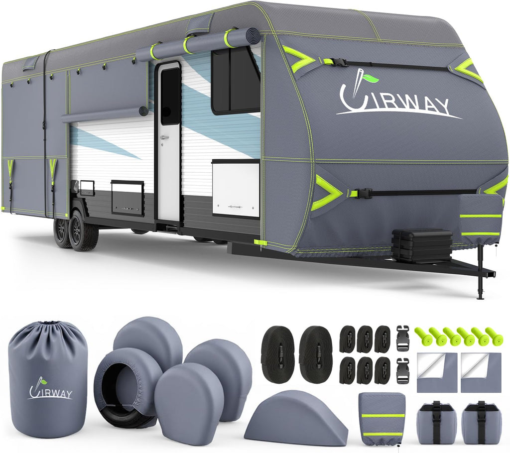 600D Oxford Waterproof Rip-Stop RV Cover 24-27ft with 4 Tire Covers X23060