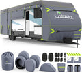 600D Oxford Waterproof Rip-Stop RV Cover 24-27ft with 4 Tire Covers X23060