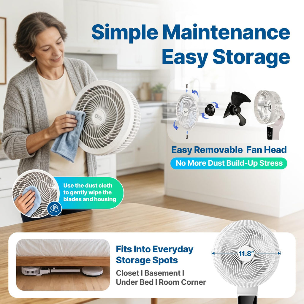 Oscillating Fan, 360° Air Circulator Pedestal Fan, 43.3” Adjustable Height J2469