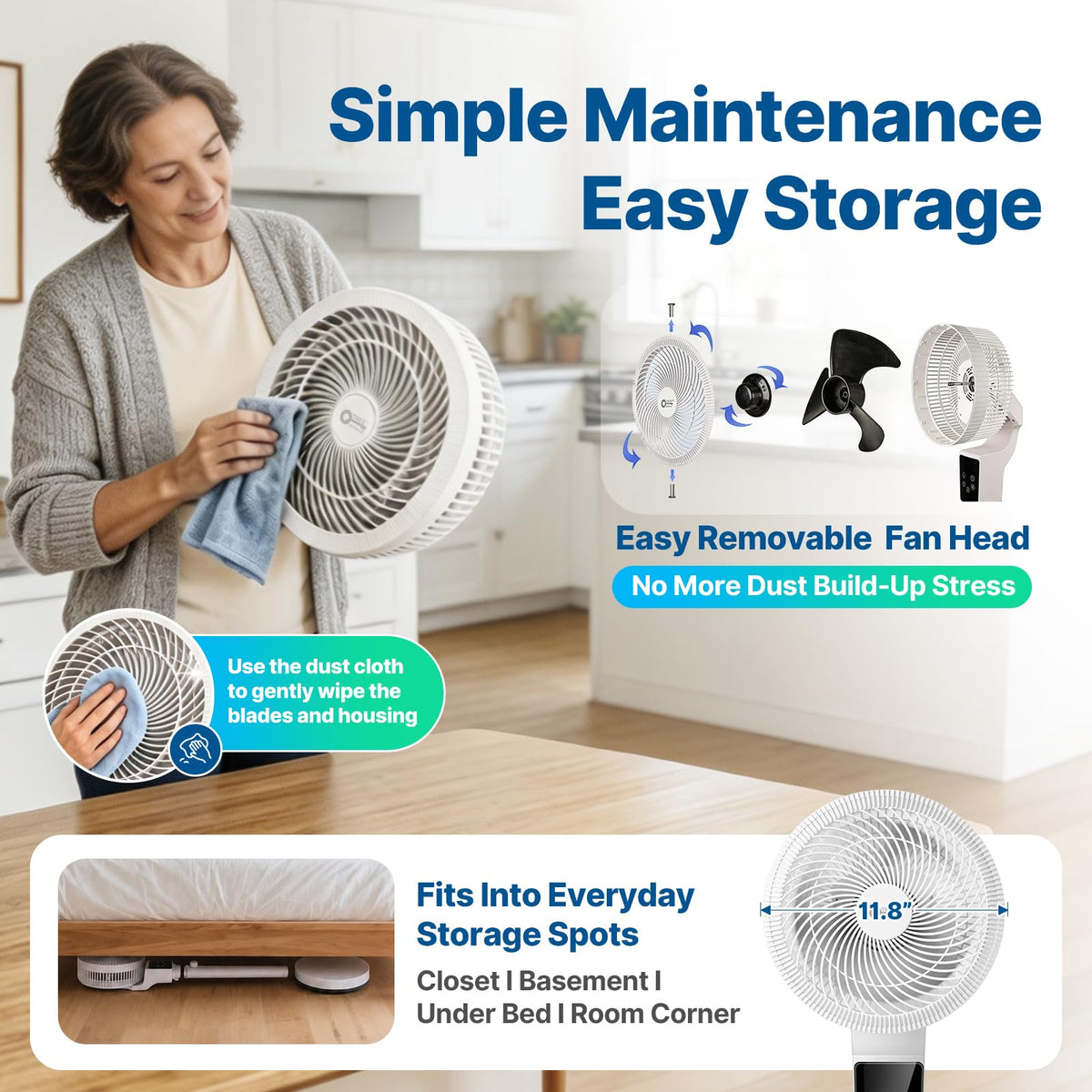 Oscillating Fan, 360° Air Circulator Pedestal Fan, 43.3” Adjustable Height J2469