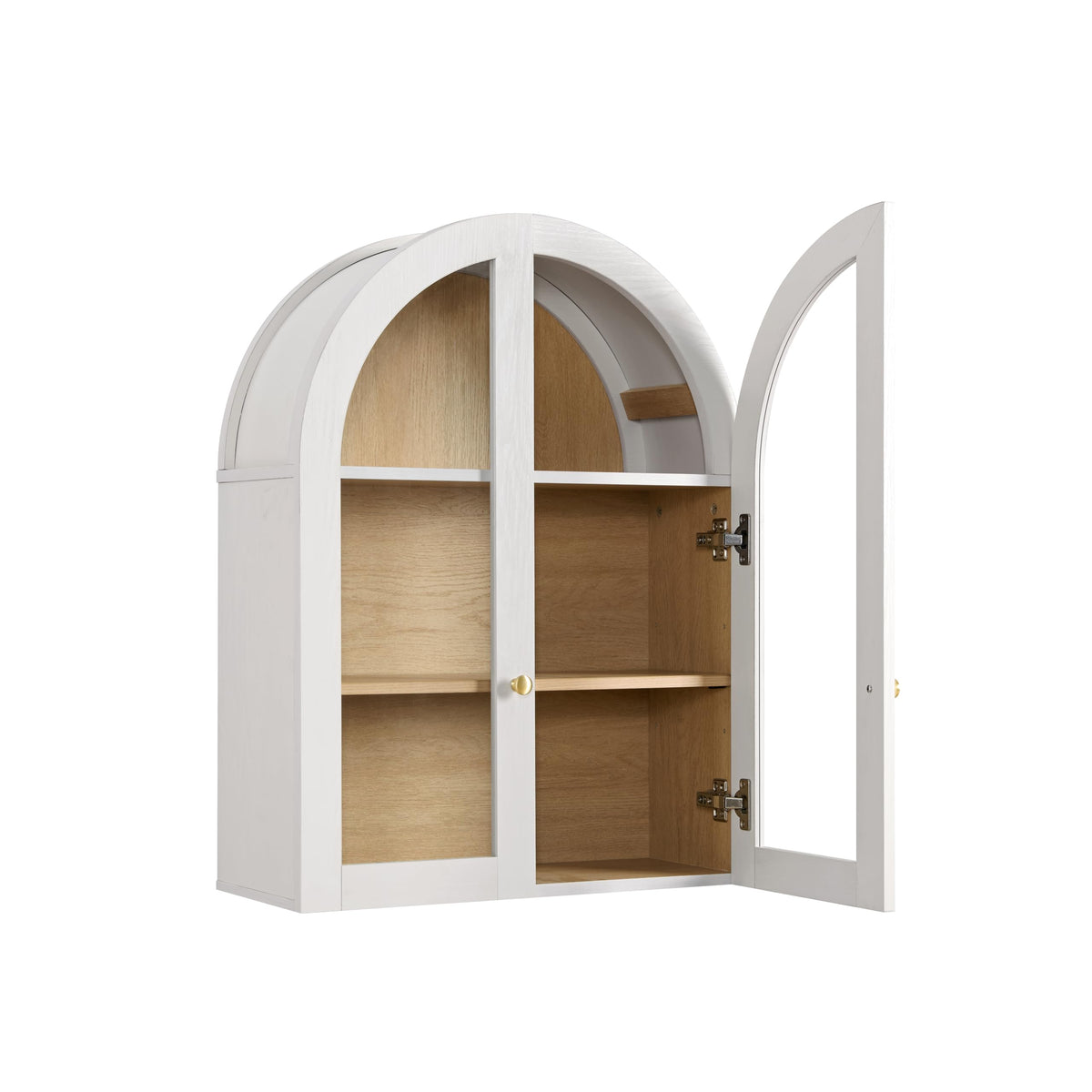 White Arched Wall Mount Bathroom Cabinet with Glass Doors S925
