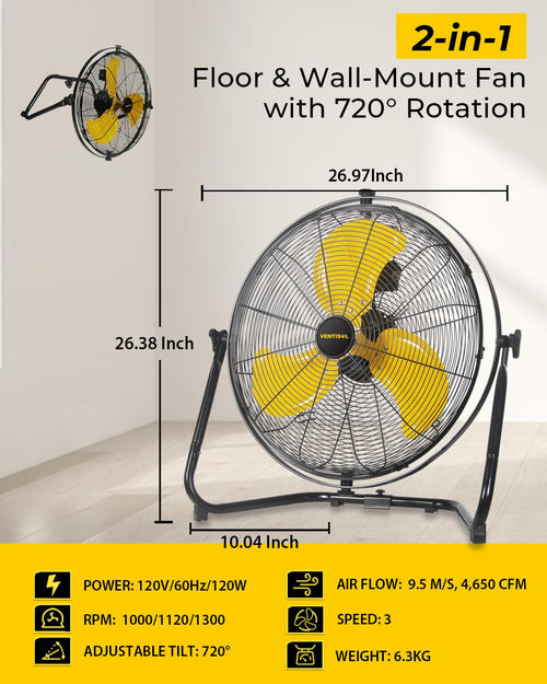 20 Inch 2-in-1 Floor Wall Mounted Fan P544163