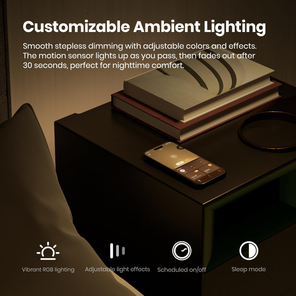 Bluetooth Wireless Charging Speaker Nightstand with 2 Drawers L7375