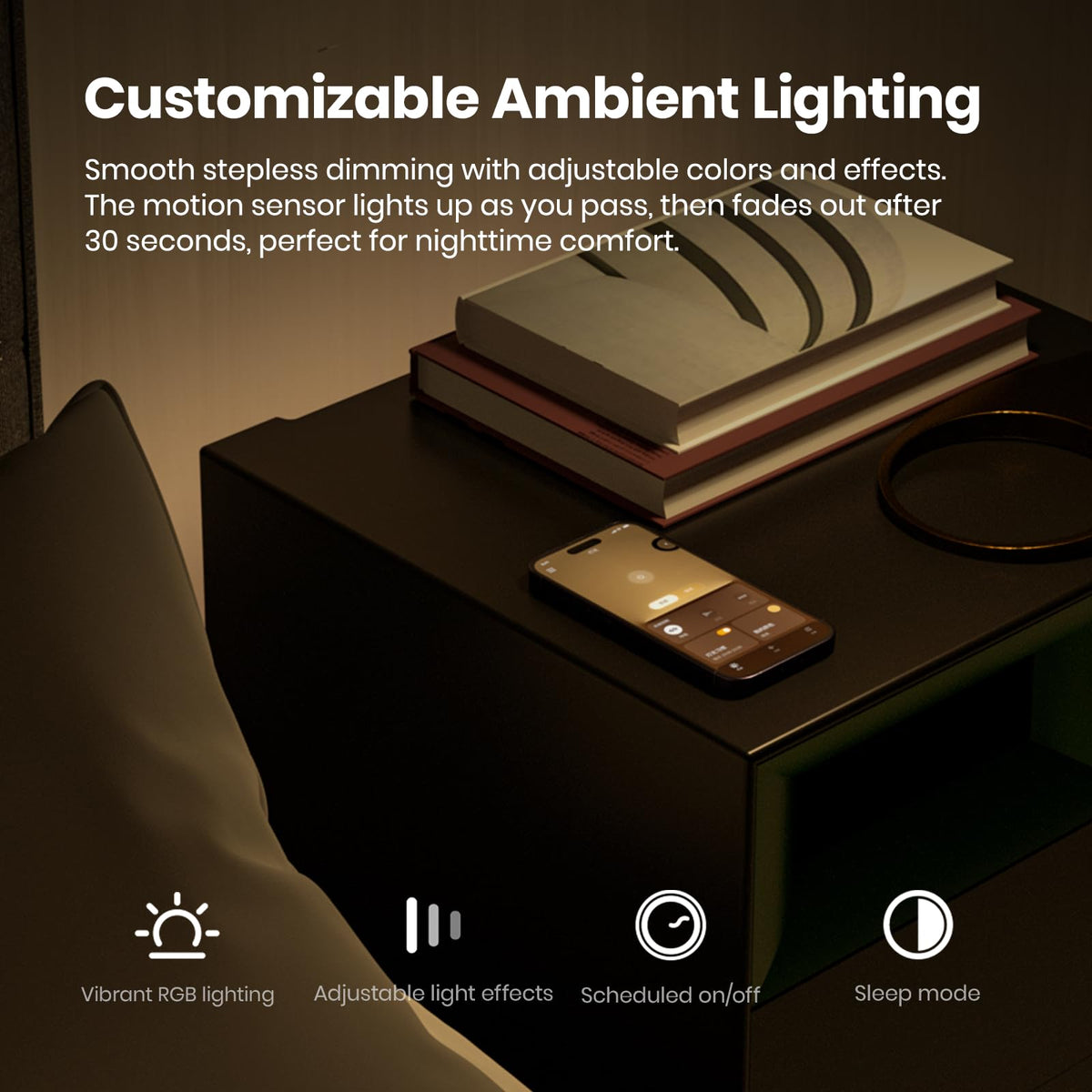 Bluetooth Wireless Charging Speaker Nightstand with 2 Drawers L7375