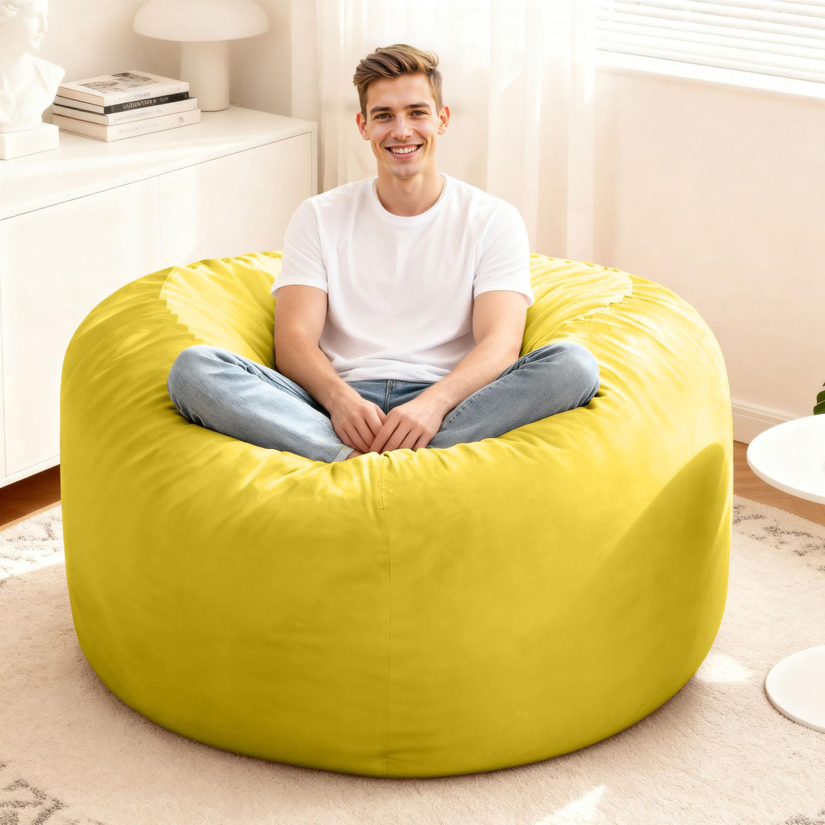 Giant 4' Memory Foam Bean Bag Chair with Microfiber Cover J64564