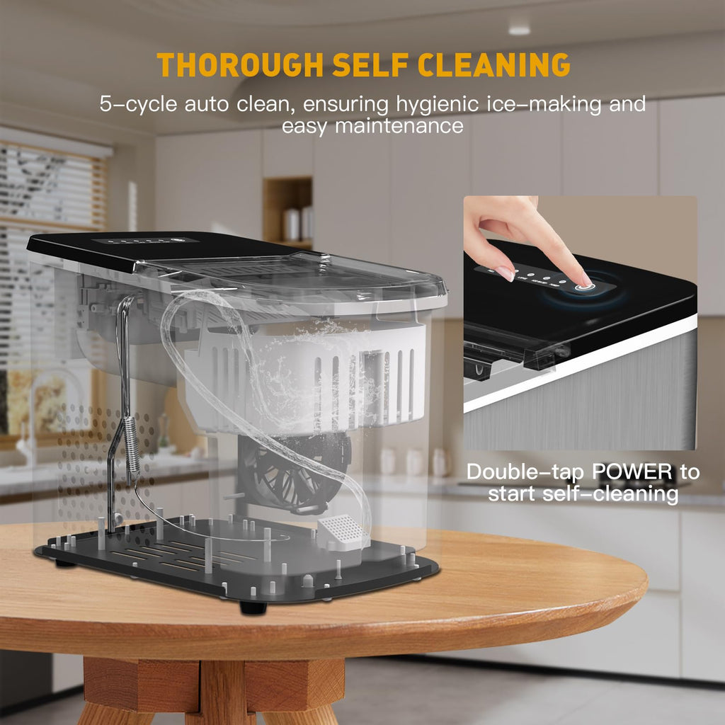 Countertop Ice Maker 38lbs Per Day 9 Ice Cubes in 3.5 Minutes Self-Cleaning Portable Ice Machine 2 Bullet Sizes S252