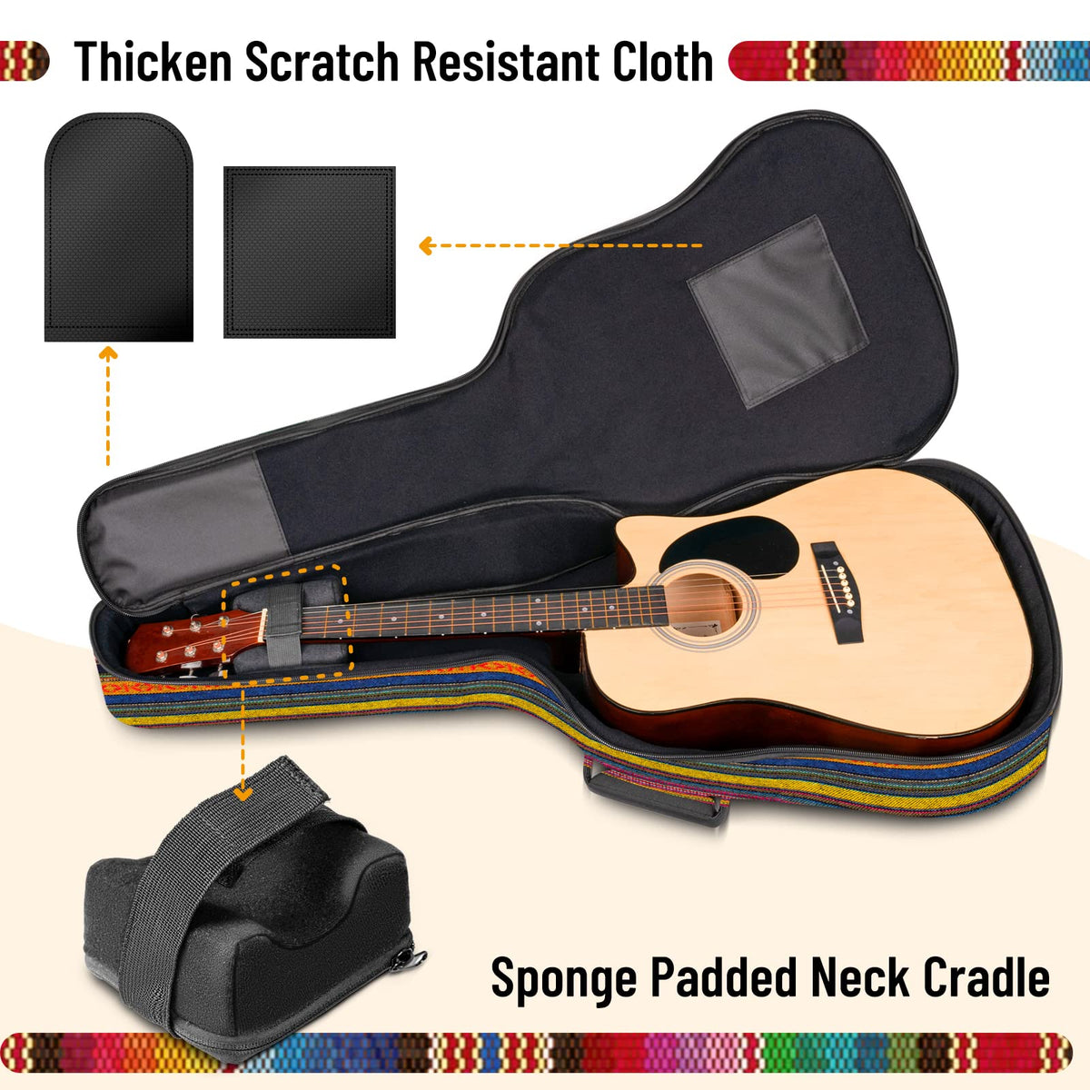0.65in Thick Sponge Padded Acoustic Guitar Bag I734812