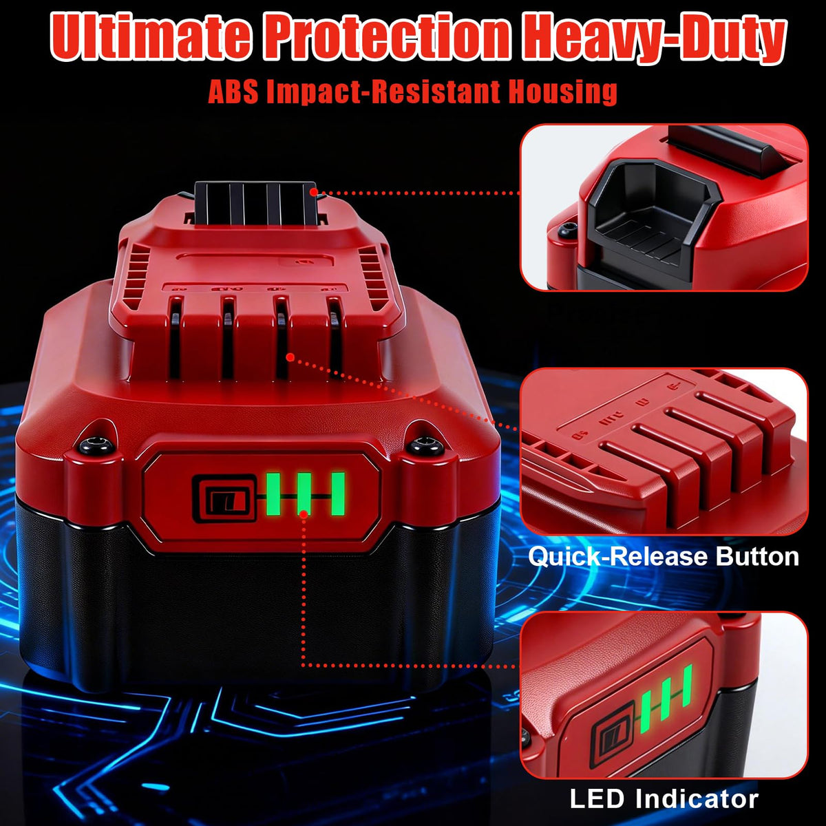 20V 8.0Ah Lithium ion Replacement Battery 2 Piece H20349