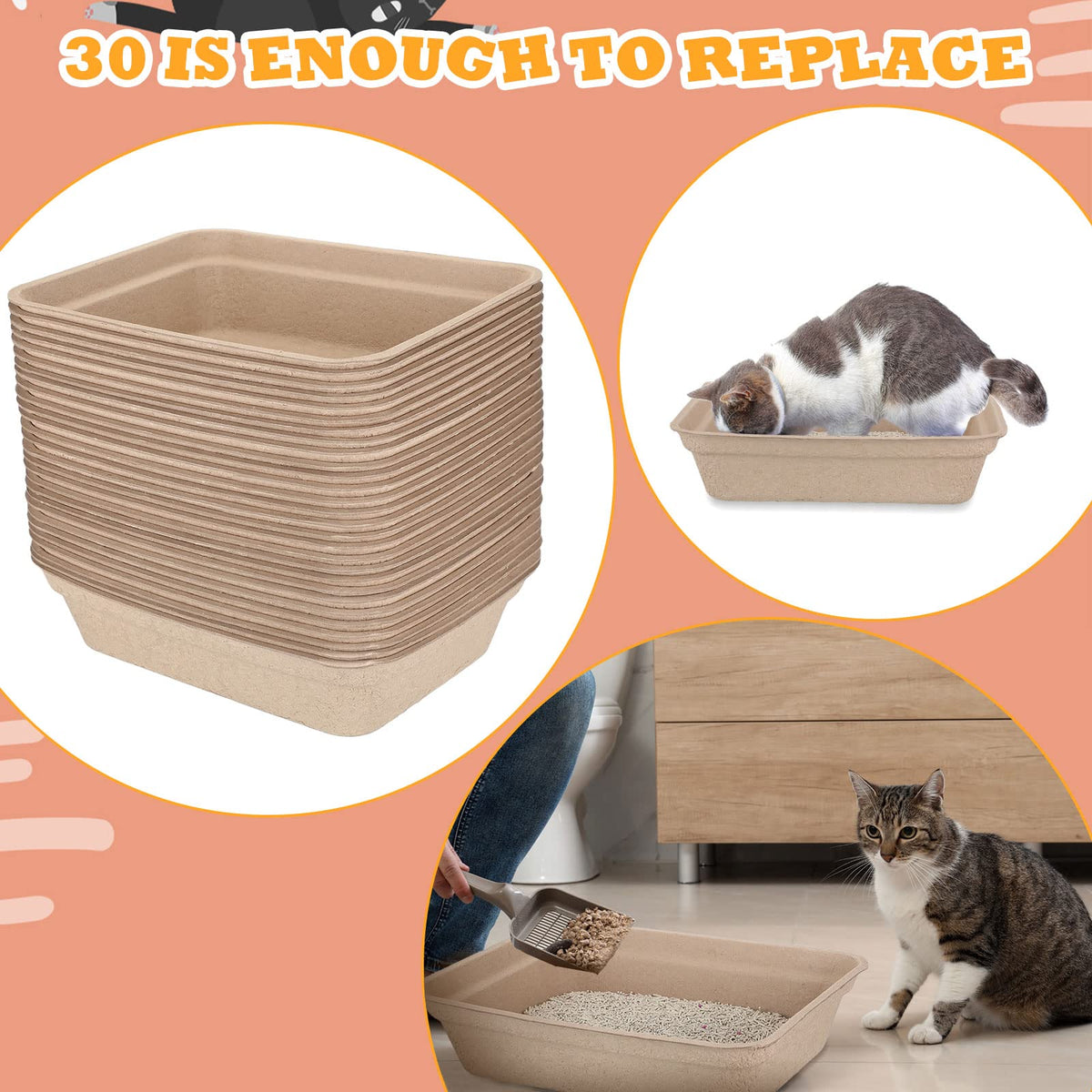 30 Pack Disposable Cat Litter Tray X762