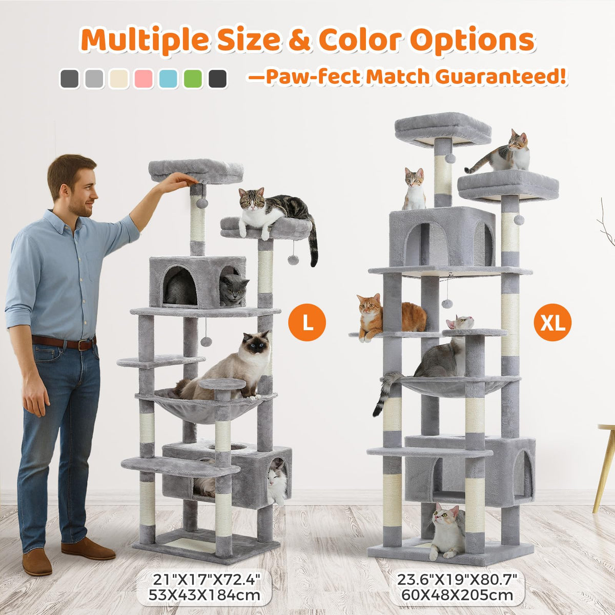 72" Cat Tree with Hammock & Condos Q758368