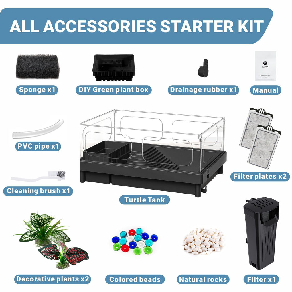 Small Turtle Tank Kit with Adjustable Lamp and Filter H20945