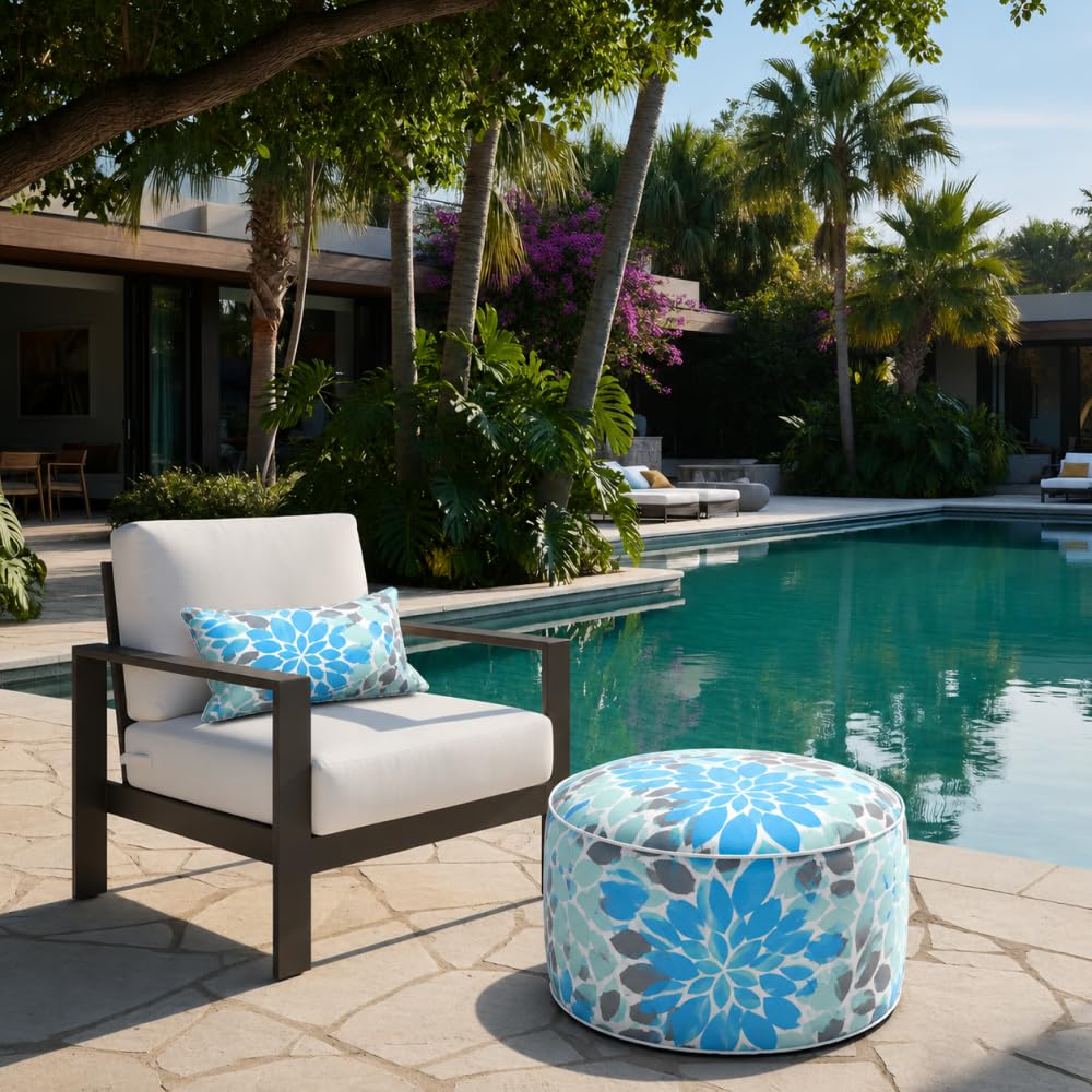 Inflatable Outdoor Ottoman 2 Pack Teal Grey E736