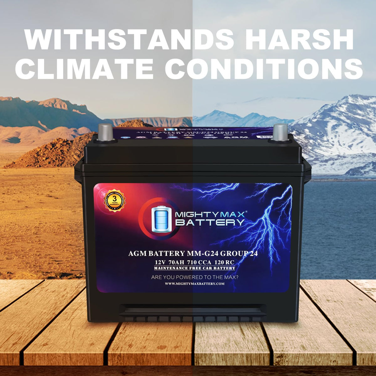 12V 70Ah 710 CCA Group Size 24 Replacement Battery R187