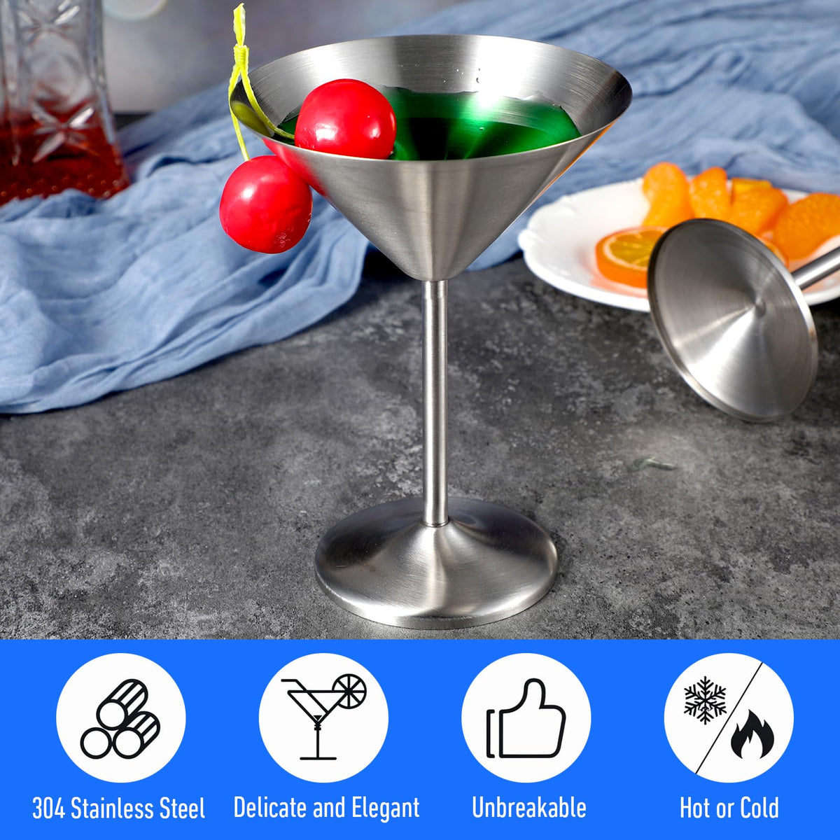 4-Pack Stainless Steel Martini Glasses 8.5oz T674