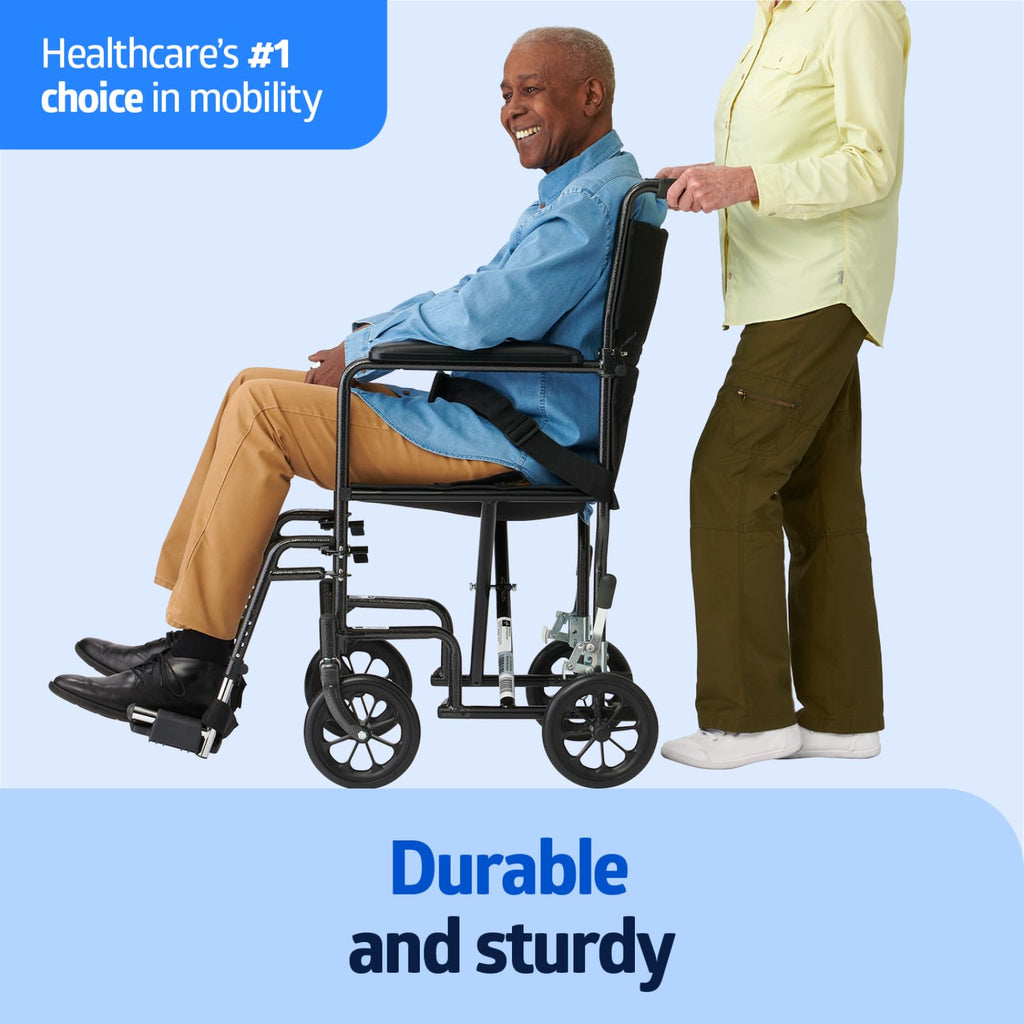 Folding Steel Transport Wheelchair with Swing-Away Footrests A157590