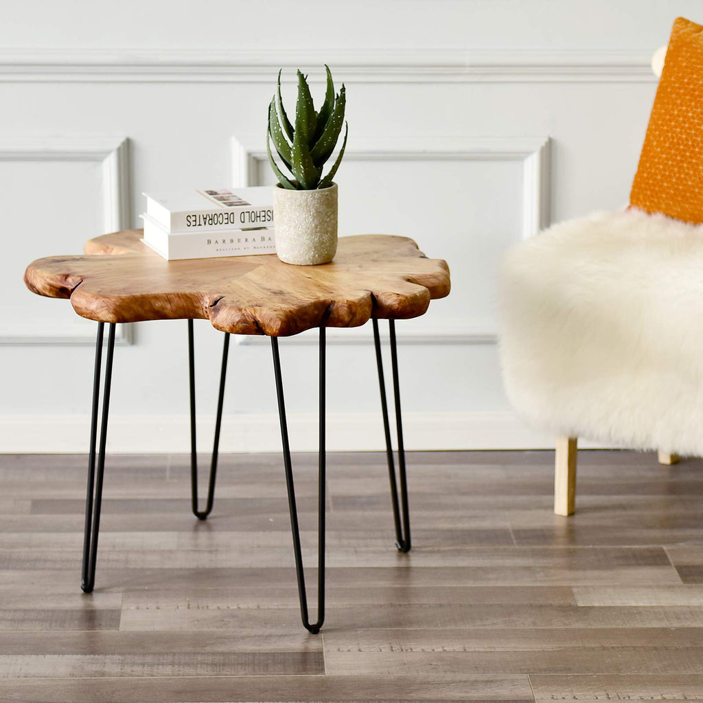 Flower-Shaped Live Edge Cedar Coffee Table R550