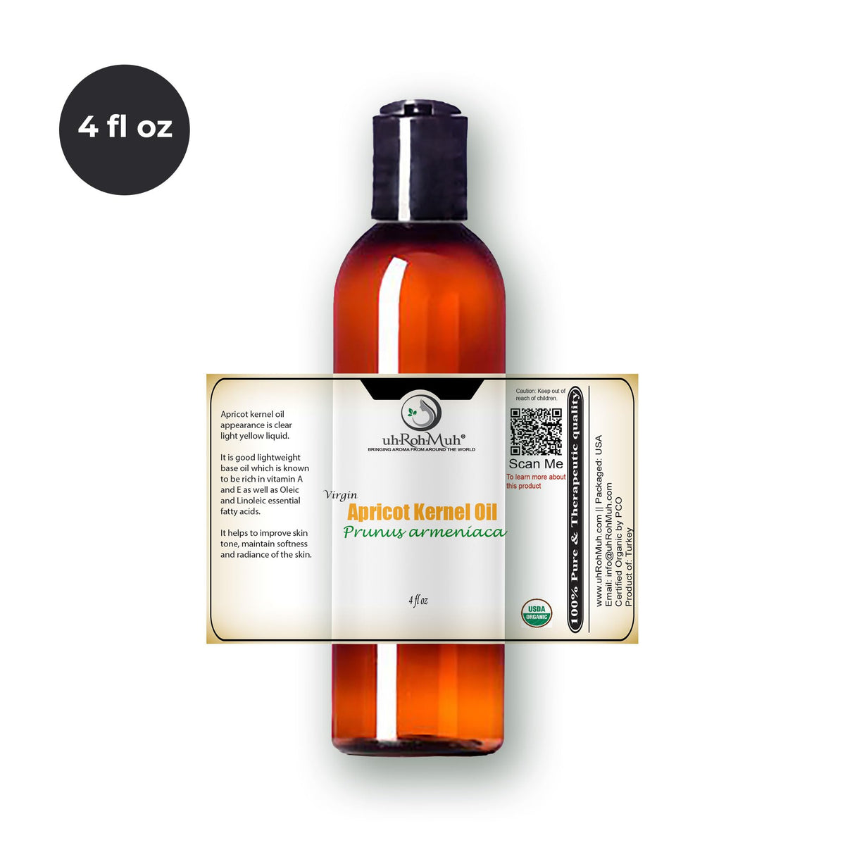 Cold Pressed Apricot Kernel Carrier Oil 4 Fl Oz C145403