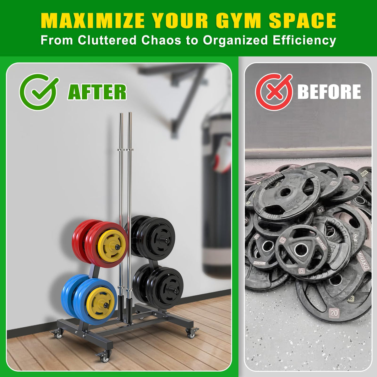 2" Olympic Weight Plate Tree Rack and Barbell Holders X88902