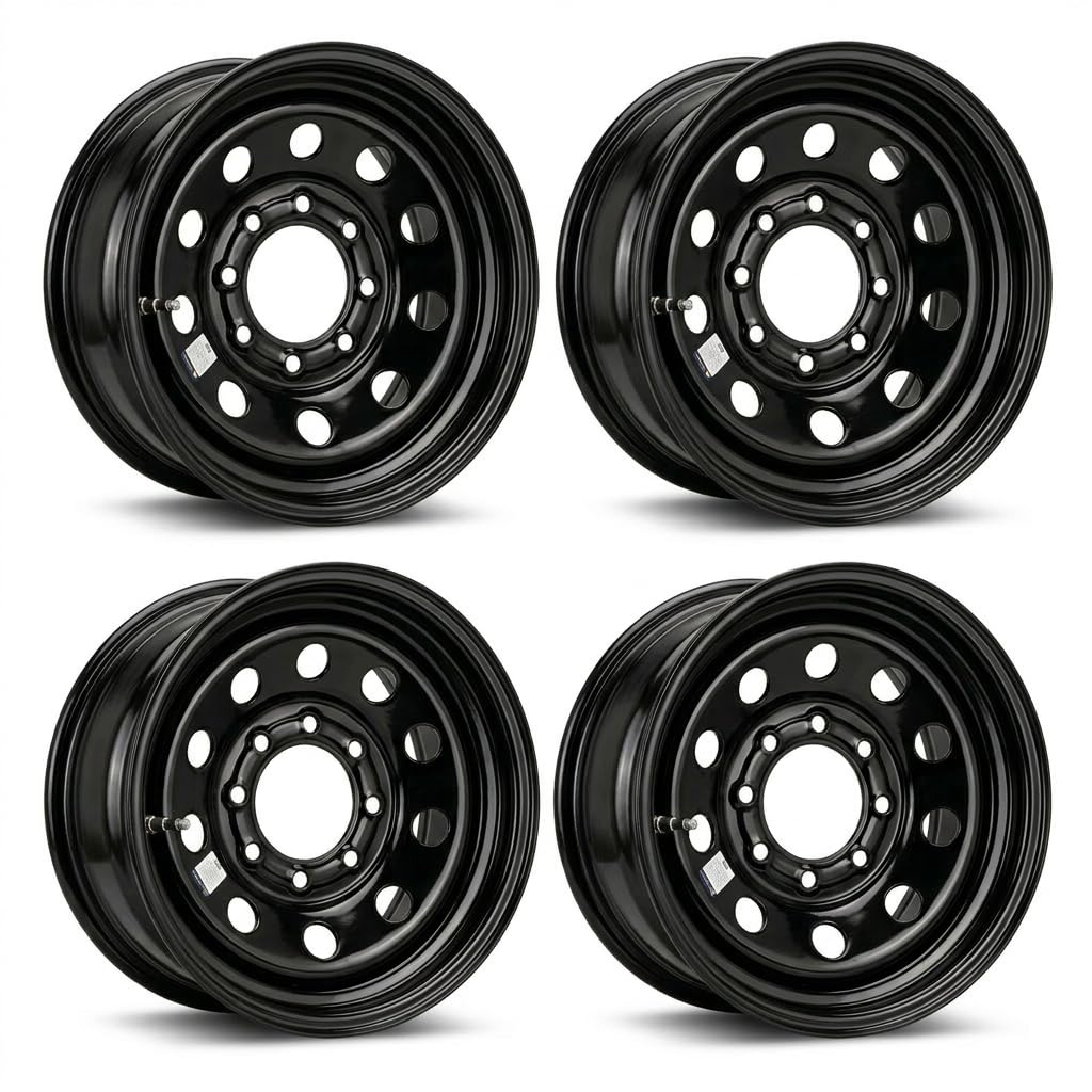 16x6 Black Modular Steel Trailer Wheels 8 Lug H413651