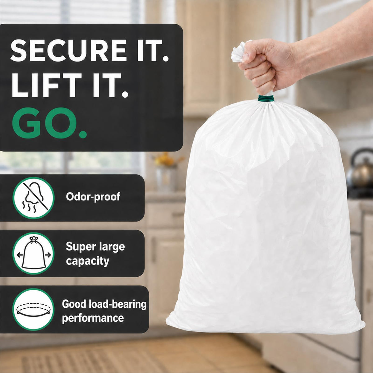60pack 2.6 Mil 18 Gal Trash Compactor Bags H778891