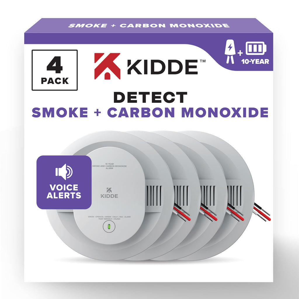 Hardwired Smoke & Carbon Monoxide Detector, 10-Year Battery Backup, 4 Pack Z119