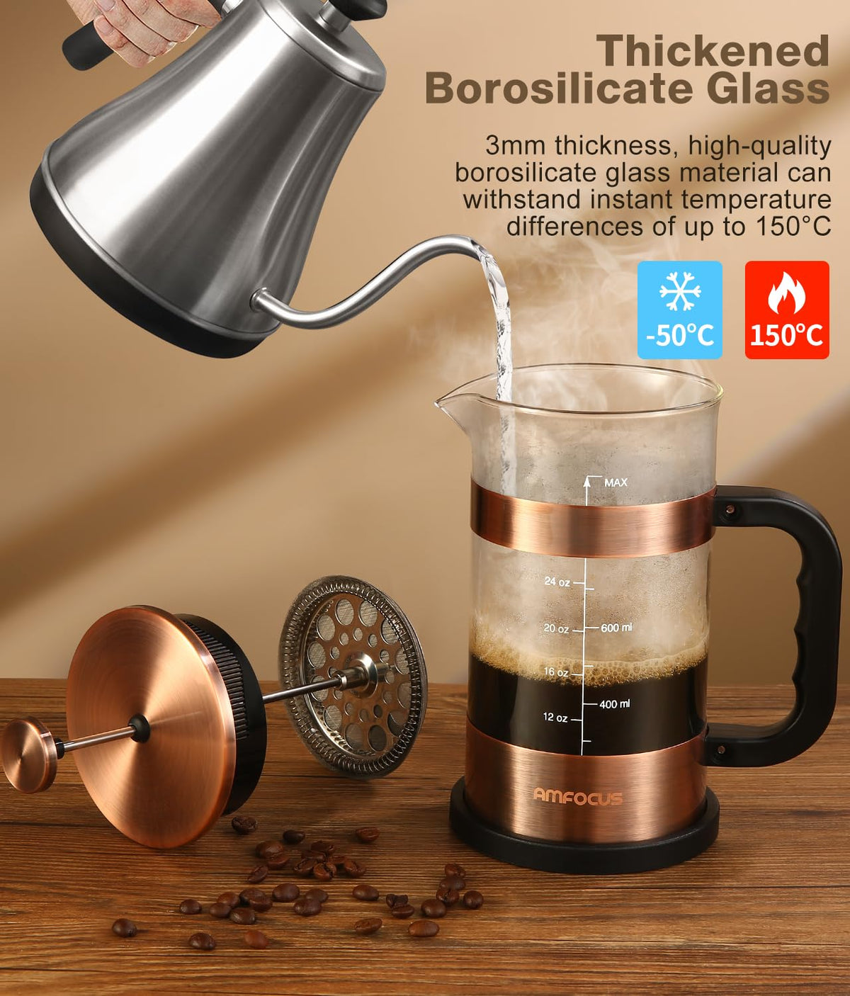 34 Ounce Stainless Steel French Press Coffee Maker X4038