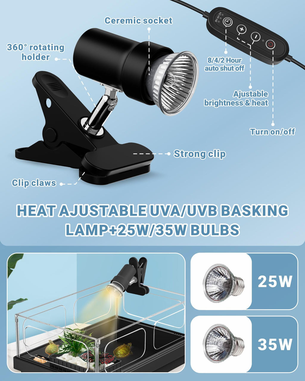 Small Turtle Tank Kit with Adjustable Lamp and Filter H20945
