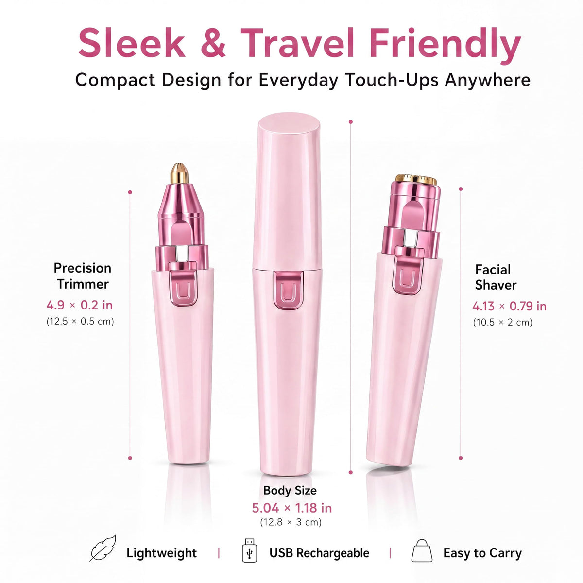 Pink USB Rechargeable Facial Hair Remover F34199