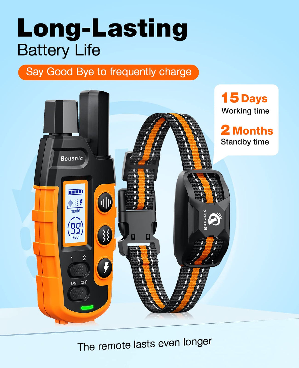Rechargeable Waterproof Dog Training Collar with Remote W5072