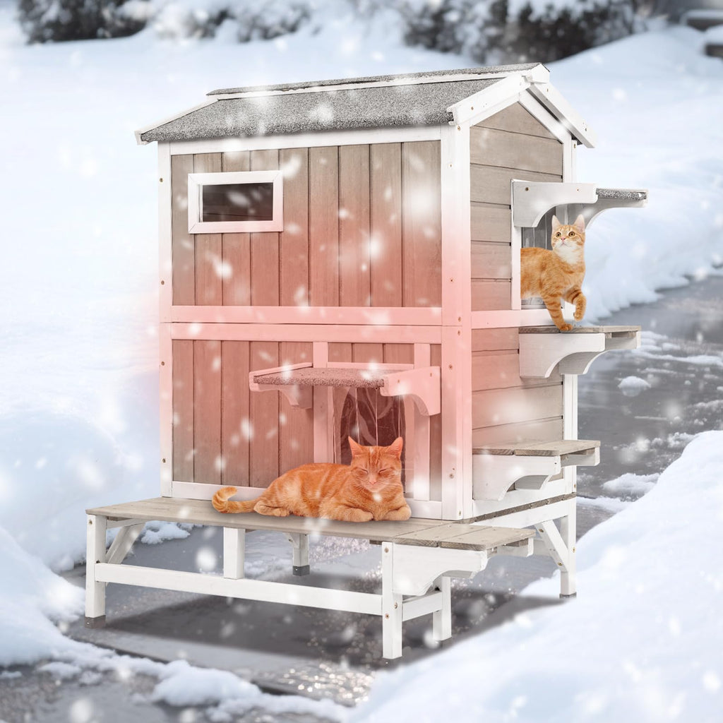 Insulated 2-Story Outdoor Cat House P14188