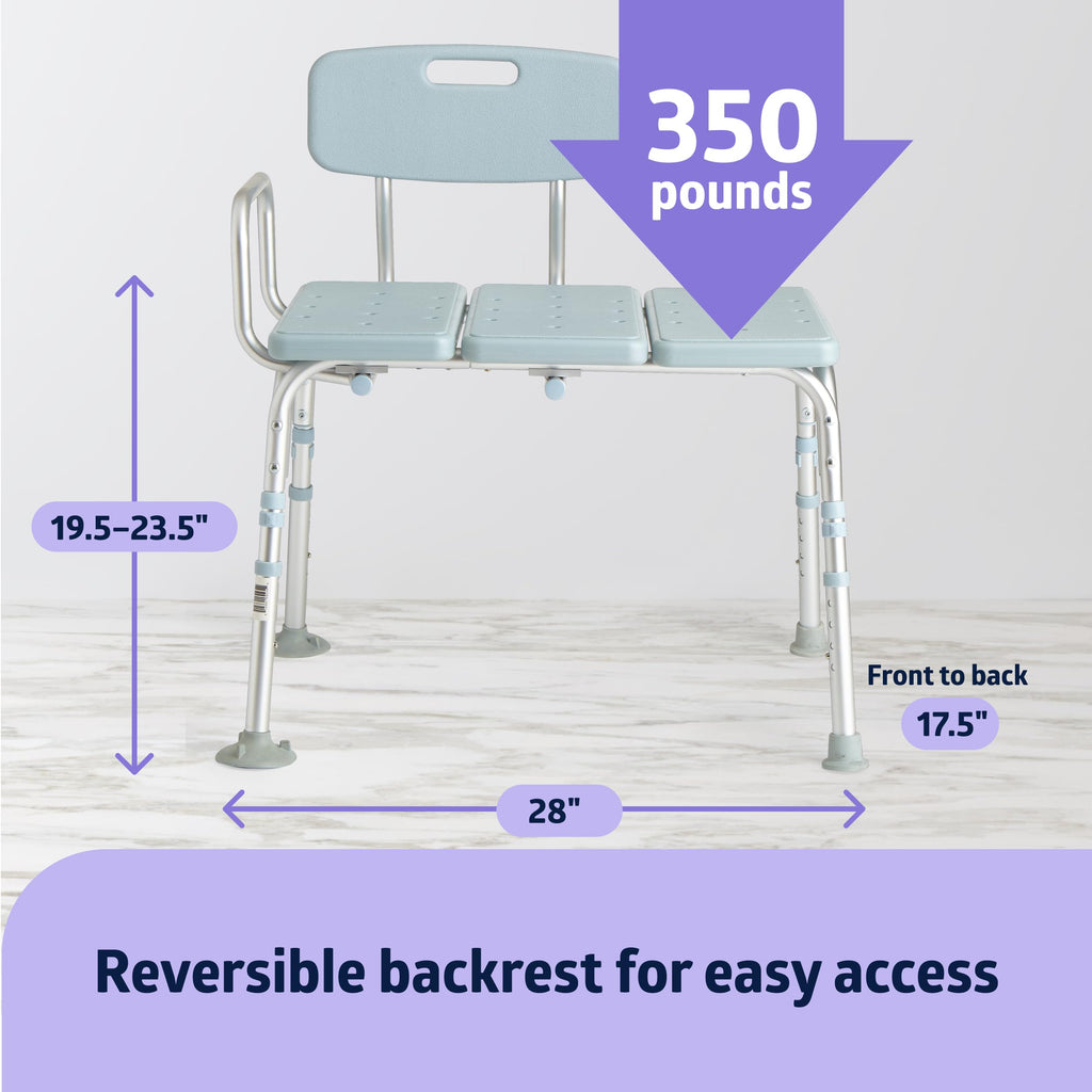 Light Blue Adjustable Tub Transfer Bench and Shower Chair 350 lb. Weight Capacity I549