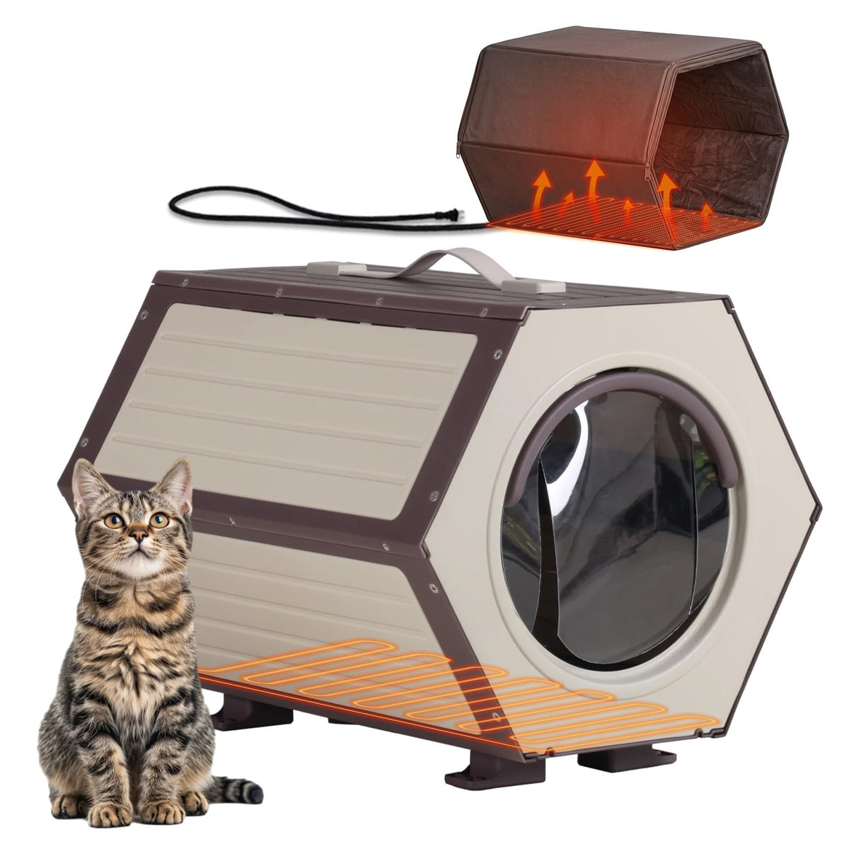Heated Outdoor Cat House with Liner H3965