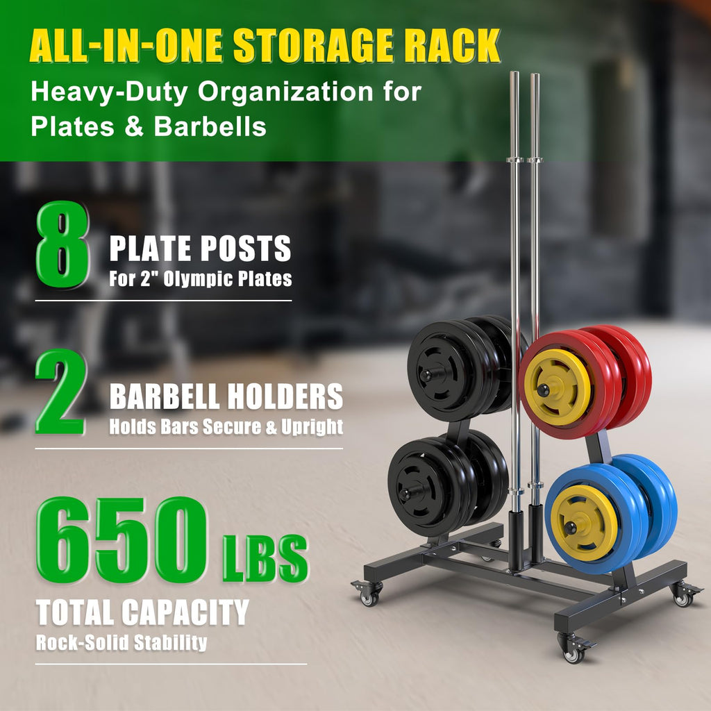 2" Olympic Weight Plate Tree Rack and Barbell Holders X88902