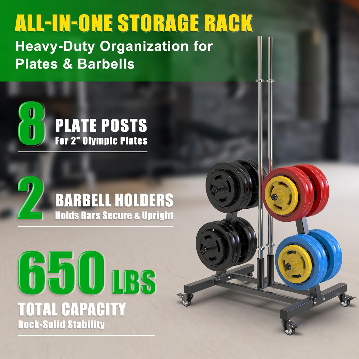 2" Olympic Weight Plate Tree Rack and Barbell Holders X88902