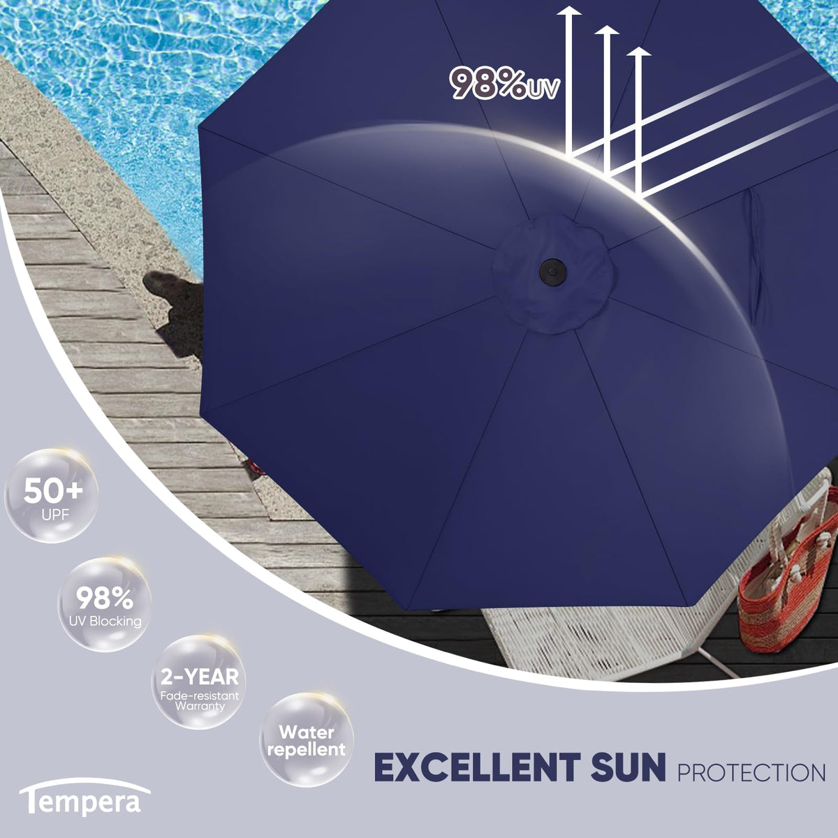 Patio Market Outdoor Table Umbrella with Auto Tilt and Crank D542150