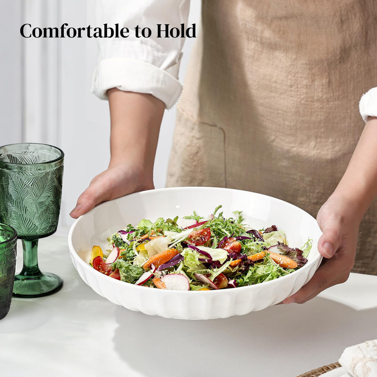 10" White Ceramic Pasta Bowls Set of 4 C808