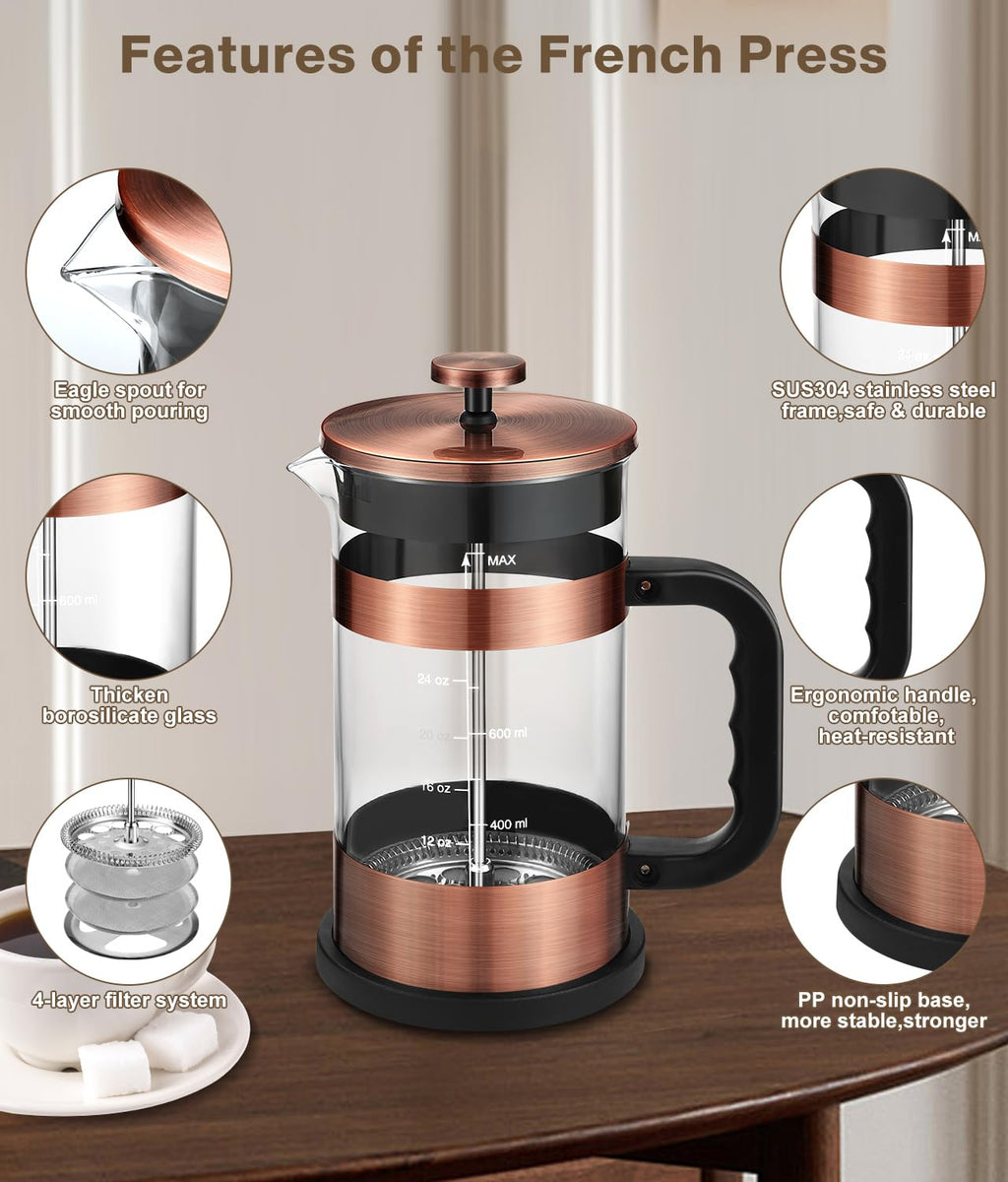 34 Ounce Stainless Steel French Press Coffee Maker X4038