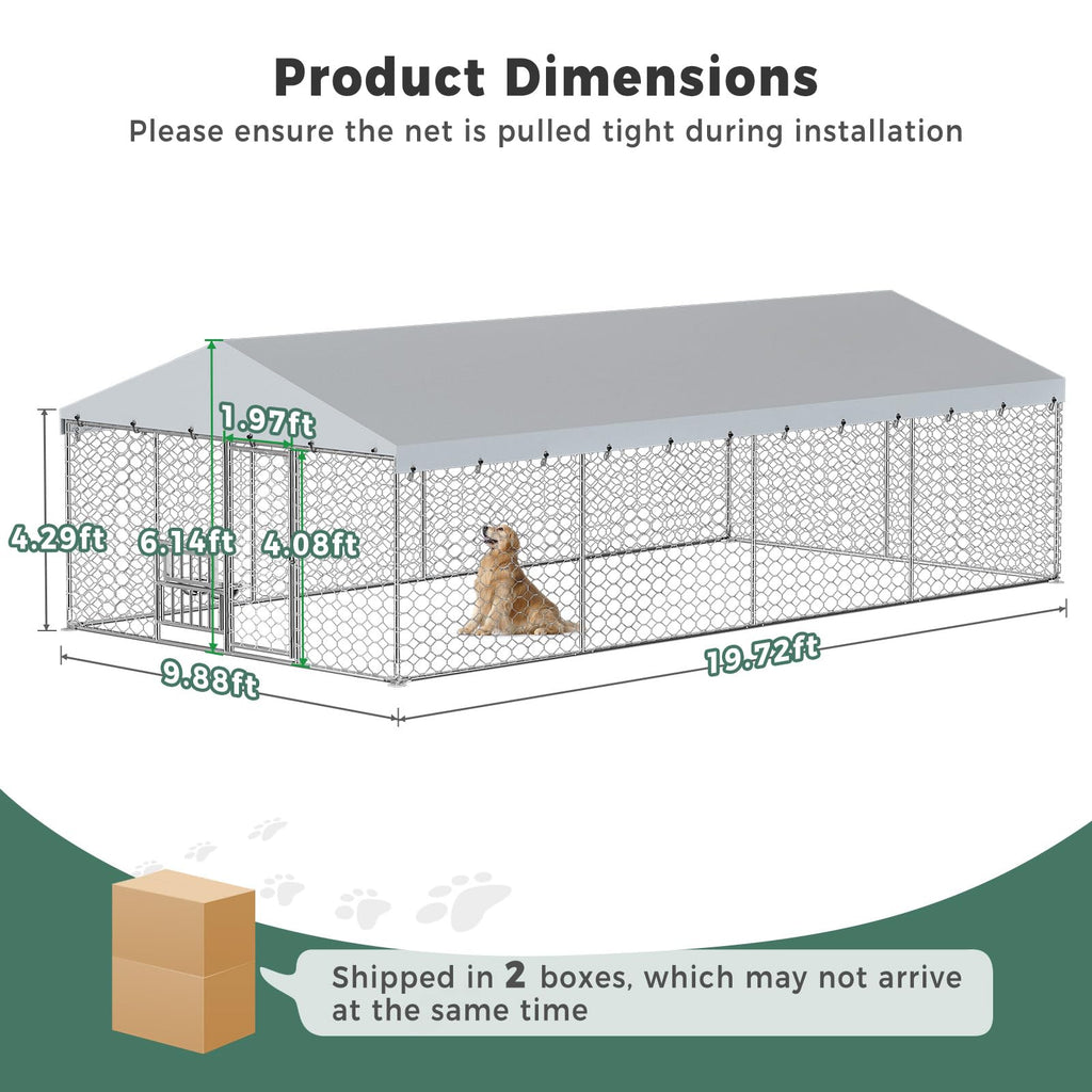 10×20FT Heavy Duty Chain Link Dog Kennel with Roof P832