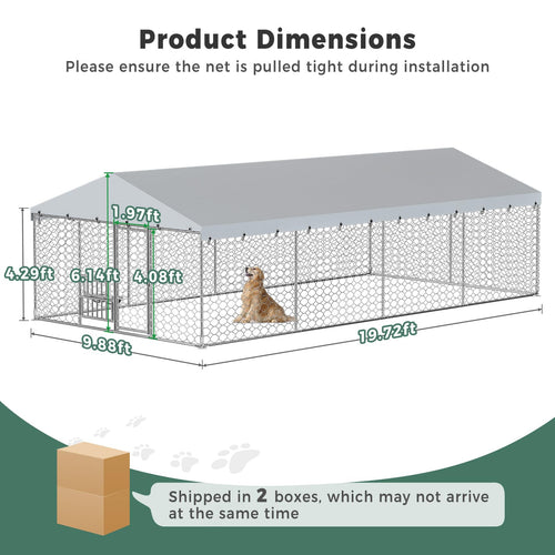 10×20FT Heavy Duty Chain Link Dog Kennel with Roof P832