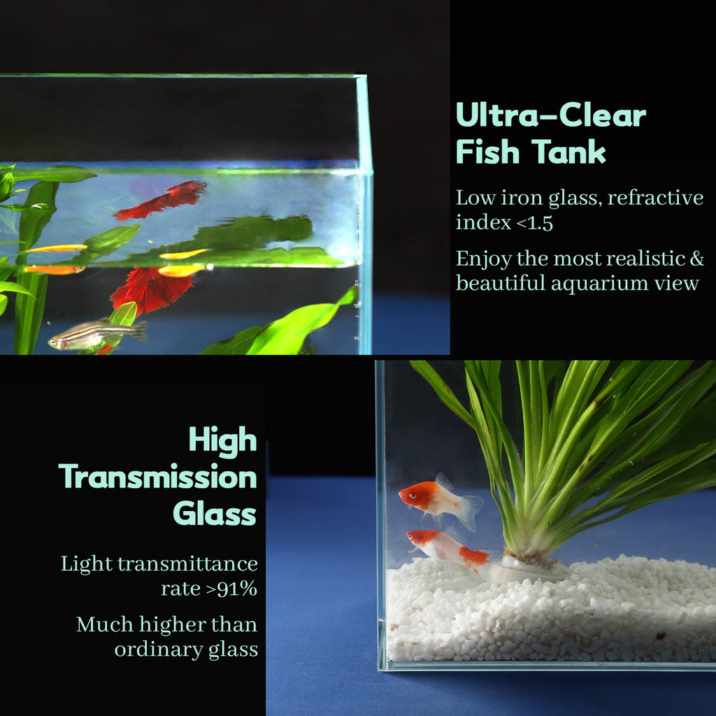10 Gallon Ultra Clear Rimless Low Iron Glass Fish Tank N573