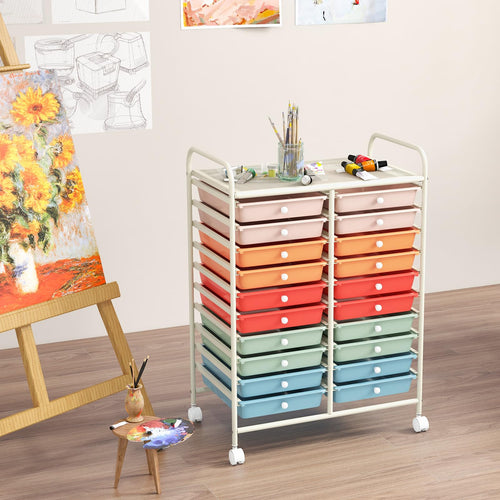 20 Drawer Rolling Storage Cart with Lockable Wheels K327643